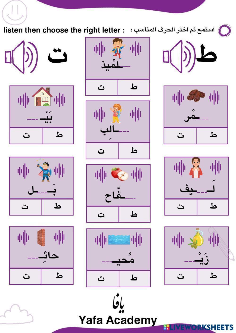 The difference between the letters  ( ط , ت )