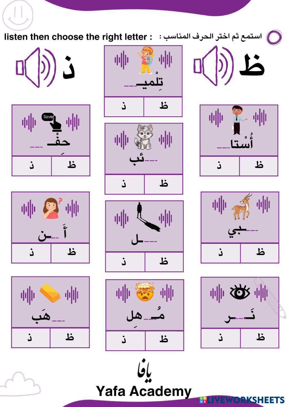 The difference between the letters ( ذ , ظ )